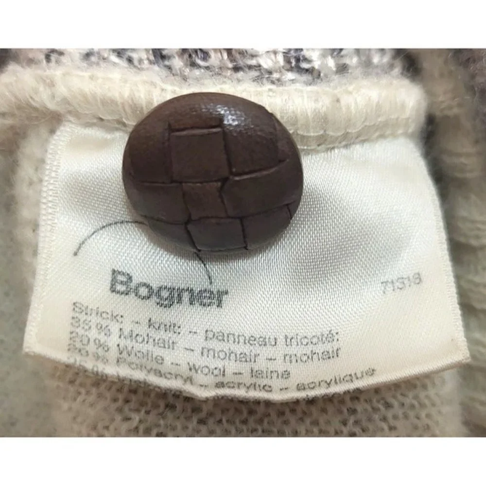 Vintage BOGNER Cardigan Aztec Cat Print Nordic Outdoor Mohair Sweater WOMENS 10 - Picture 8 of 11